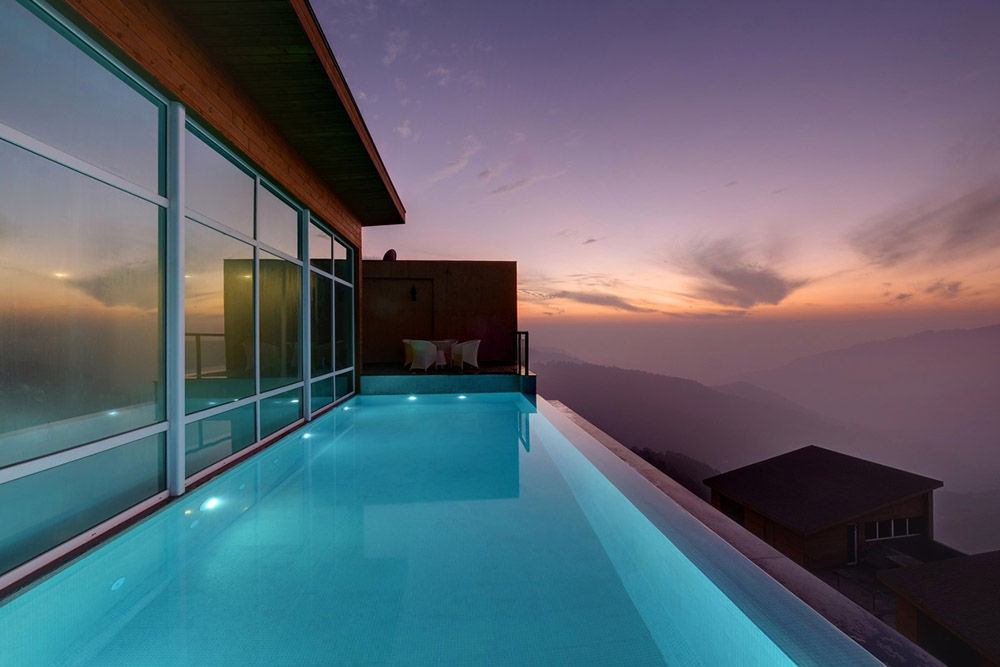 The infinity pool at the Tata Myst project at Himachal Pradesh