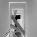 Angular beams contrasted by the linear lighting at the Jewish Museum at Berlin by Daneil Libeskind