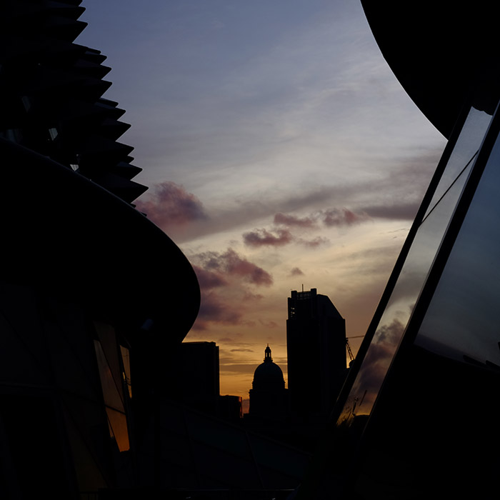 Sunset view from the Esplanade at Singapore