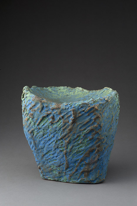 Bright blue textured form by Studio Ceramic artist Amrita Dhawan