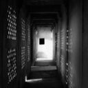 Light and shadow in a fort corridor in Madhya Pradesh