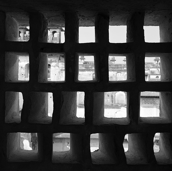 A playfully organised trellis in a fort in Madhya Pradesh