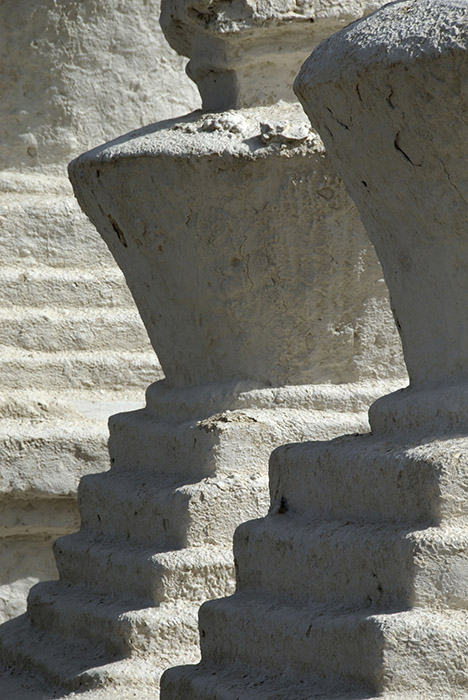 Whitewashed chortens in Ladakh, India