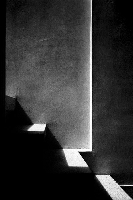 Architectural Abstract, a staircase in moonlight with a geometric composition