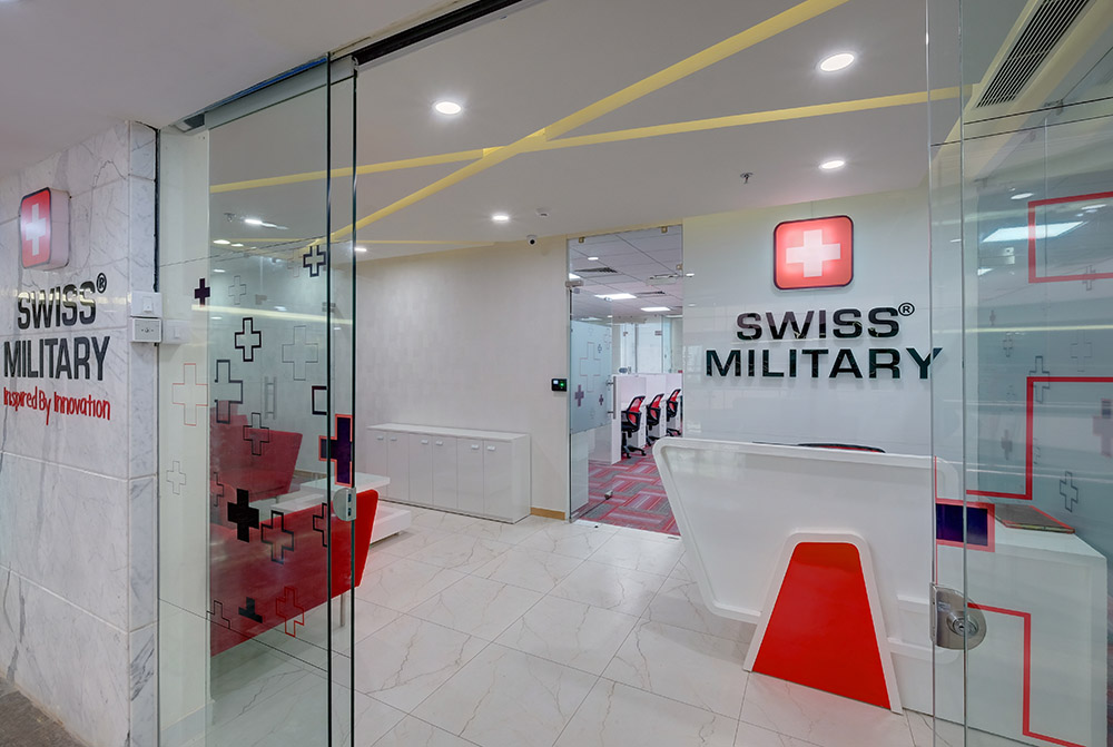 Entrance Lobby of the Swiss Military office Gurgaon by Rudraa Creators Pvt Ltd