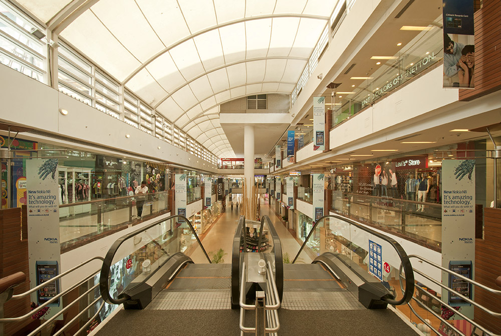 An escalator in a part of the Select City Walk Mall, New Delhi